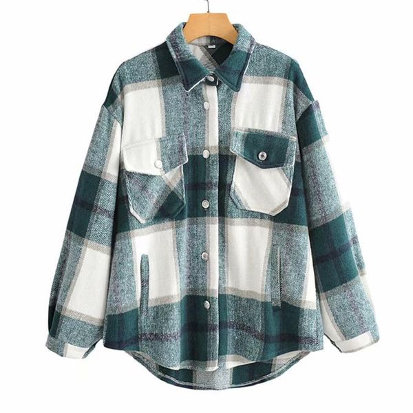 women's jackets yenkye women woolen plaid shirt jacket female vintage double pocket casual loose autumn outerwear jaqueta feminina, Black;brown
women's jackets yenkye women woolen plaid shirt jacket female vintage double pocket casual loose autumn outerwear jaqueta feminina, Black;brown