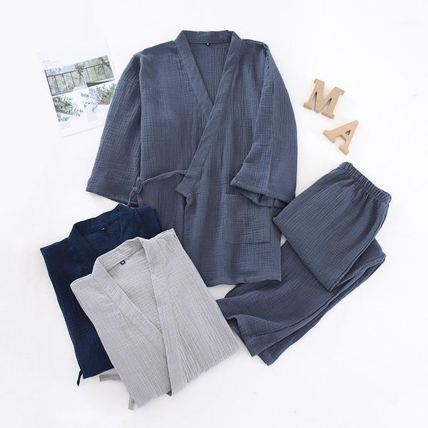 men's sleepwear men gauze robe&pants soft cotton pajamas set spring summer 2pcs male kimono gown casual pijamas suit home clothes, Black;brown
men's sleepwear men gauze robe&pants soft cotton pajamas set spring summer 2pcs male kimono gown casual pijamas suit home clothes, Black;brown
