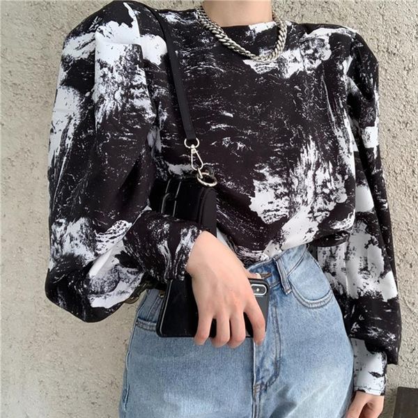ink print korean style women shirt loose retro round neck long sleeve autumn spring blusa mujer casual pullover, White
ink print korean style women shirt loose retro round neck long sleeve autumn spring blusa mujer casual pullover, White