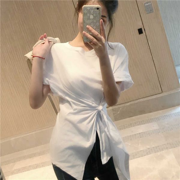 women's t-shirt o-neck summer t-shirts women korean knot cotton casual office lady streetwear loose shirts irregular hol, White
women's t-shirt o-neck summer t-shirts women korean knot cotton casual office lady streetwear loose shirts irregular hol, White