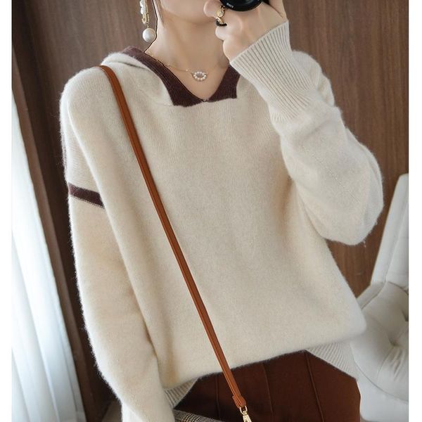 women's sweaters winter woman's casual hooded long sleeve loose thick 100% wool knitted female pullover jumper clothes outwear co, White;black
women's sweaters winter woman's casual hooded long sleeve loose thick 100% wool knitted female pullover jumper clothes outwear co, White;black