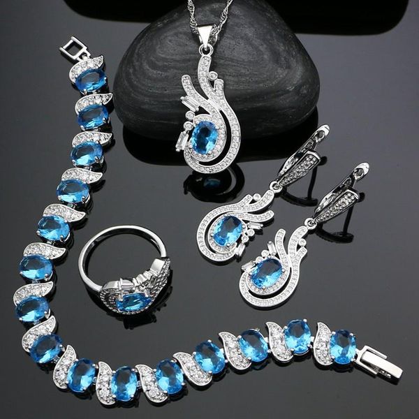 wedding jewelry sets 925 silver bridal for women sky blue cubic zirconia earrings pendant necklace ring bracelet kits, Slivery;golden
wedding jewelry sets 925 silver bridal for women sky blue cubic zirconia earrings pendant necklace ring bracelet kits, Slivery;golden