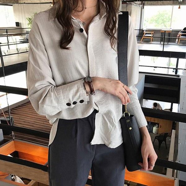 women's blouses & shirts women loose long sleeve lapel blouse summer solid color casual shirt, White
women's blouses & shirts women loose long sleeve lapel blouse summer solid color casual shirt, White
