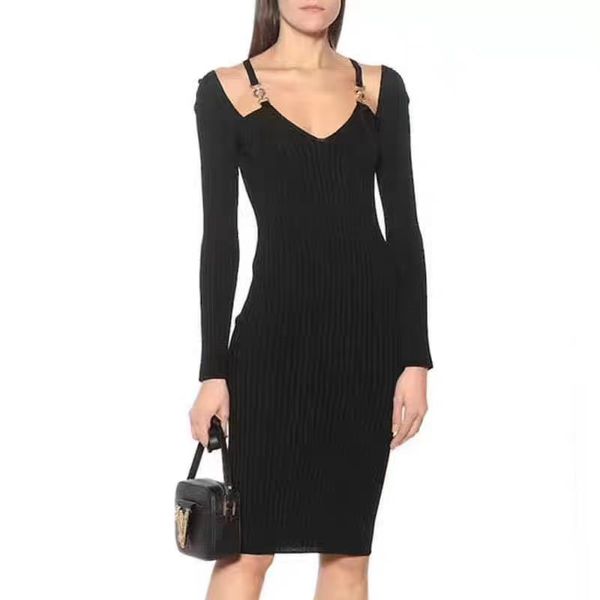 female sleeve fashion in v midi black bandage elegant party at night dress club, Black;gray
female sleeve fashion in v midi black bandage elegant party at night dress club, Black;gray