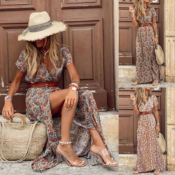 boho beach elegant print womens dresses flower summer split red long sundresses, Black;gray
boho beach elegant print womens dresses flower summer split red long sundresses, Black;gray