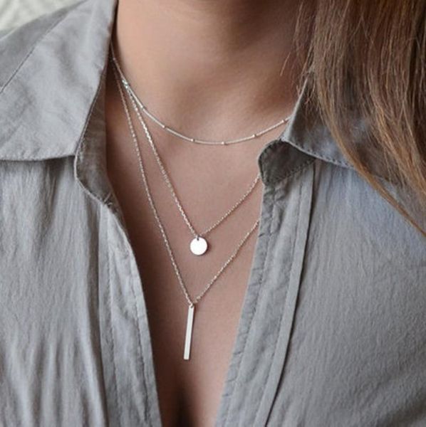 pendant necklaces 1pc women pendants copper bead metal bar sequin multilayer chain necklace jewelry, Silver
pendant necklaces 1pc women pendants copper bead metal bar sequin multilayer chain necklace jewelry, Silver