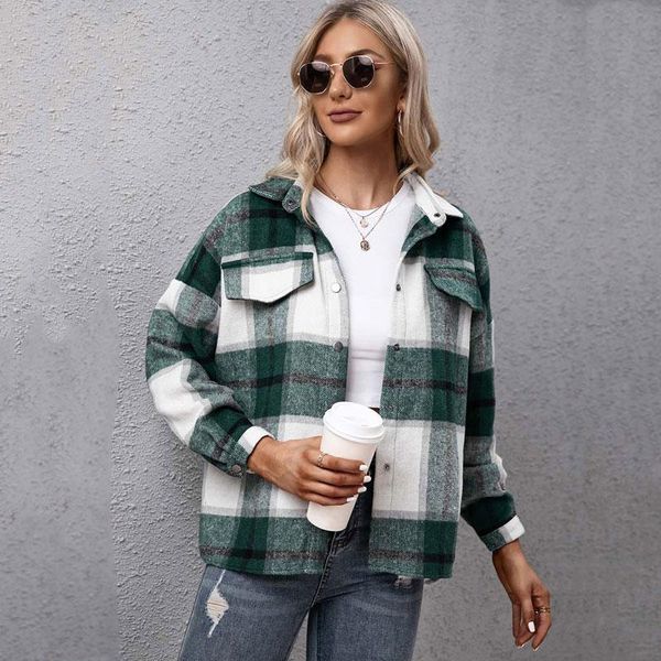 women's jackets 2021 autumn plaid jacket women overshirt winter checkered coat female button green shirt for loose, Black;brown
women's jackets 2021 autumn plaid jacket women overshirt winter checkered coat female button green shirt for loose, Black;brown