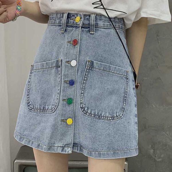 fashion skirts denim women's 2021 summer ins korean high waist color button chic student a-line, Black
fashion skirts denim women's 2021 summer ins korean high waist color button chic student a-line, Black
