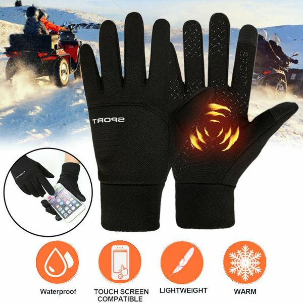 sports gloves 1 pair winter mens cycling outdoor waterproof moto thermal fleece lined resistant touch screen non-slip accessories, Black
sports gloves 1 pair winter mens cycling outdoor waterproof moto thermal fleece lined resistant touch screen non-slip accessories, Black