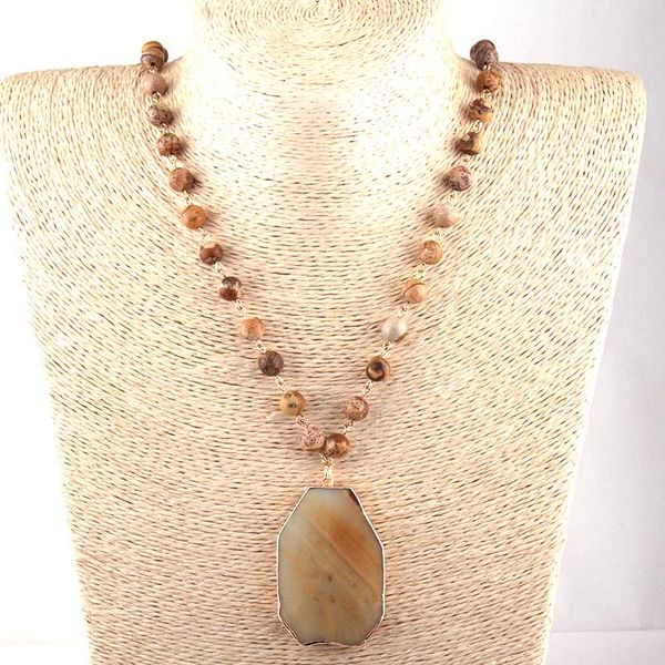 pendant necklaces fashion bohemian tribal jewelry semi precious stones rosary chain stone necklace women ethnic, Silver
pendant necklaces fashion bohemian tribal jewelry semi precious stones rosary chain stone necklace women ethnic, Silver