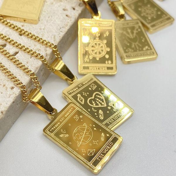 pendant necklaces niche tarot necklace stainless steel titanium gold plated carved corrosion pattern, Silver
pendant necklaces niche tarot necklace stainless steel titanium gold plated carved corrosion pattern, Silver