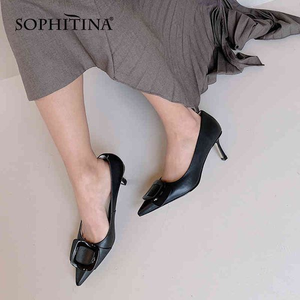 sophitina women pumps fashion genuine leather soft handmade female shoes tpr thin heels square fastener elegant lady shoes ao26 210513, Black
sophitina women pumps fashion genuine leather soft handmade female shoes tpr thin heels square fastener elegant lady shoes ao26 210513, Black