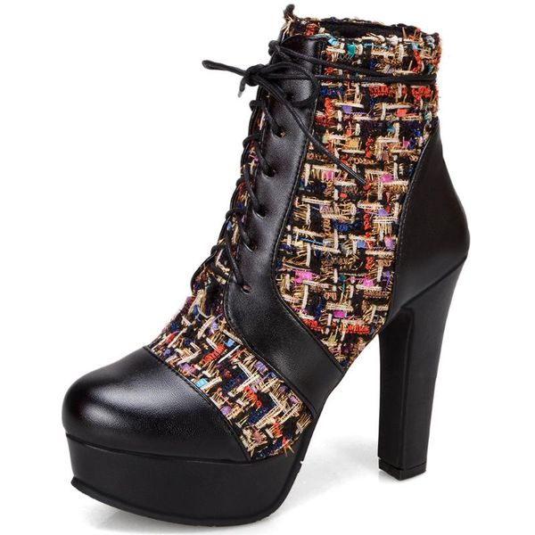 boots fanyuan ladies autumn fashion mixed-color patchwork high heels platform ankle women lace-up shoes woman, Black
boots fanyuan ladies autumn fashion mixed-color patchwork high heels platform ankle women lace-up shoes woman, Black