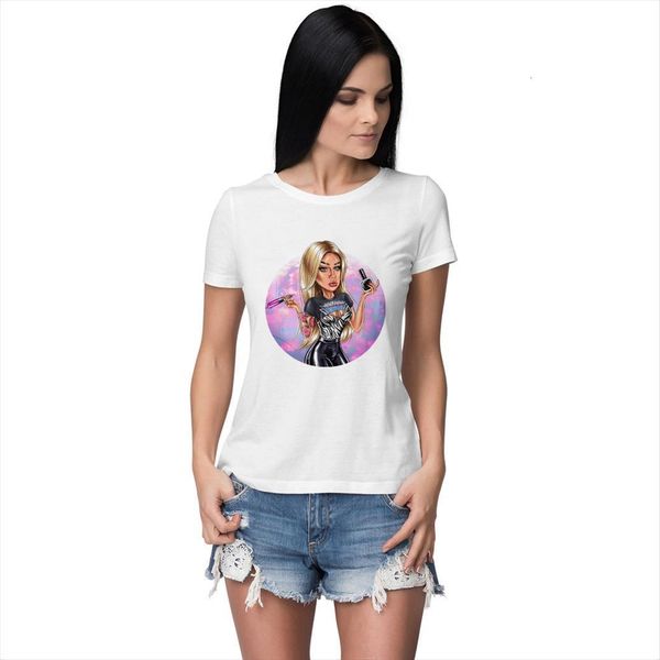 blonde beauty modern women t shirt girl funny short sleeve personalized 90s selling round neck ulzzang, White 
blonde beauty modern women t shirt girl funny short sleeve personalized 90s selling round neck ulzzang, White