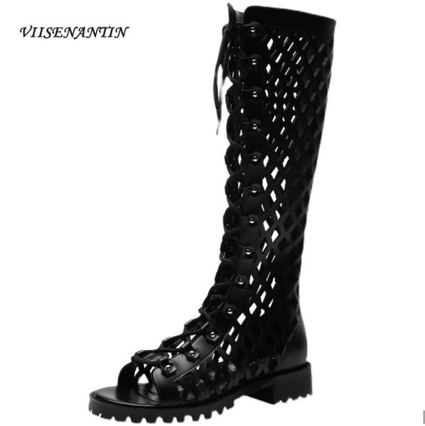 boots the leather cross strap mesh hollow flat heel sandal solid color round head rivet back zipper roman high net, Black
boots the leather cross strap mesh hollow flat heel sandal solid color round head rivet back zipper roman high net, Black