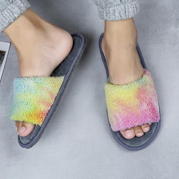women's shoes fashion gradient plush slippers female korean version of all-match suede couple casual rainbow, Black
women's shoes fashion gradient plush slippers female korean version of all-match suede couple casual rainbow, Black