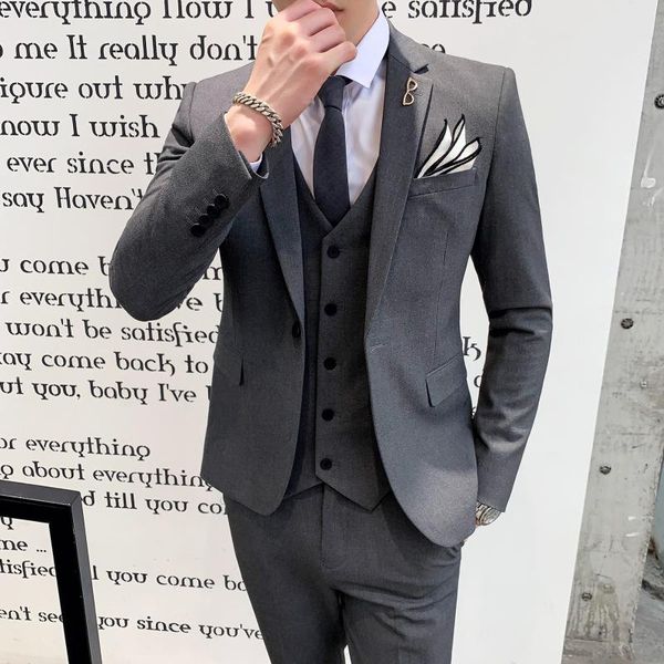 men's suits & blazers (jacket+vest+pants) 2021 formal men suit man with korean version slim 3 piece custom groomsman business casual tu, White;black
men's suits & blazers (jacket+vest+pants) 2021 formal men suit man with korean version slim 3 piece custom groomsman business casual tu, White;black