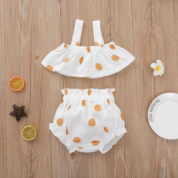 born baby girls cute clothes suits spaghetti straps polka dots short ruffle tank + pants two piece sweet 2pcs sets clothing, White
born baby girls cute clothes suits spaghetti straps polka dots short ruffle tank + pants two piece sweet 2pcs sets clothing, White