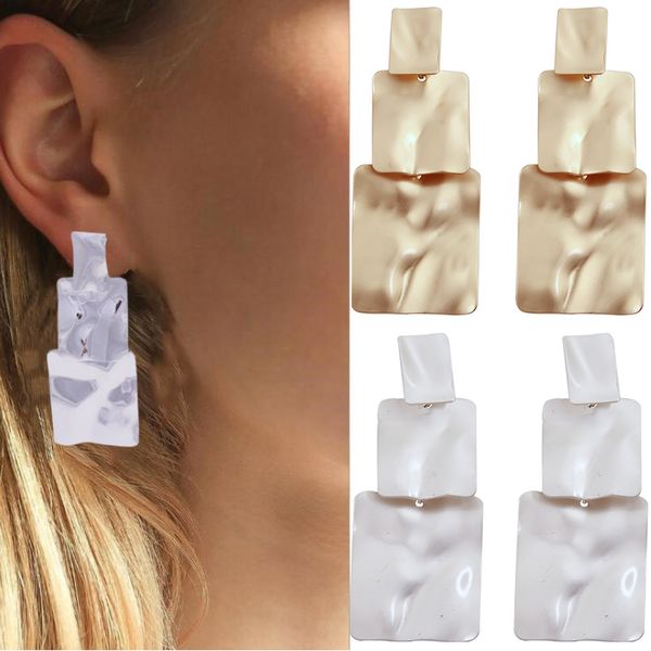 european and american unique design exaggerated metal rectangular dangle earrings simple solid color retro women's earring fashion drop, Silver
european and american unique design exaggerated metal rectangular dangle earrings simple solid color retro women's earring fashion drop, Silver