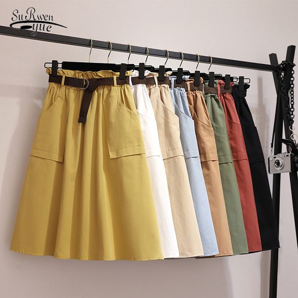 summer autumn skirts womens with belt korean elegant high waist female solid cotton 9900 210521, Black
summer autumn skirts womens with belt korean elegant high waist female solid cotton 9900 210521, Black