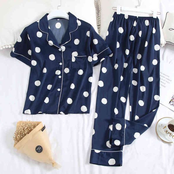 sleepwear women's pajamas-sets lapel collar casual polka dot short sleeve long pants homewear summer faux silk soft sleepwear lsnt f8xf, Black;red
sleepwear women's pajamas-sets lapel collar casual polka dot short sleeve long pants homewear summer faux silk soft sleepwear lsnt f8xf, Black;red