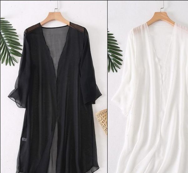 womens women shirts 100% silk black white long thin kimono cardigan shawl coat blouse summer beach cover up one
womens women shirts 100% silk black white long thin kimono cardigan shawl coat blouse summer beach cover up one