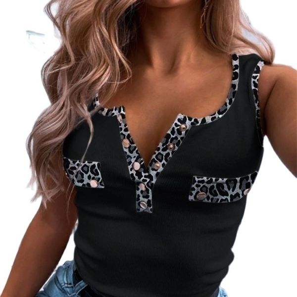 women vest summer fashion v-neck sleeveless leopard printing button slim fit casual tank 210705, White
women vest summer fashion v-neck sleeveless leopard printing button slim fit casual tank 210705, White