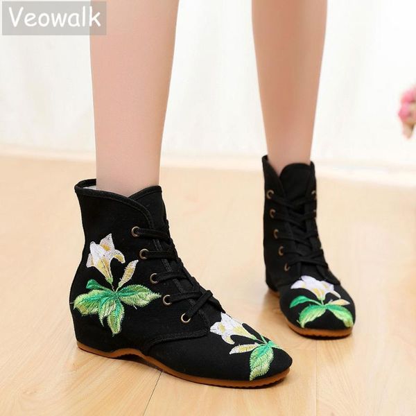 boots veowalk winter women canvas short ankle chinese embroidered ladies lace up warm booties fleece lining comfort flat shoes, Black
boots veowalk winter women canvas short ankle chinese embroidered ladies lace up warm booties fleece lining comfort flat shoes, Black