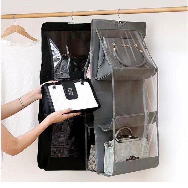 storage bags 6 pocket hanging handbag organizer for wardrobe closet transparent bag door wall clear sundry shoe with hanger pouch
storage bags 6 pocket hanging handbag organizer for wardrobe closet transparent bag door wall clear sundry shoe with hanger pouch