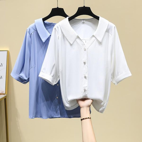 women's blouses & shirts blue/white 2021 summer women blouse elegant chiffon shirt half sleeves turn-down collar solid womens casual
women's blouses & shirts blue/white 2021 summer women blouse elegant chiffon shirt half sleeves turn-down collar solid womens casual