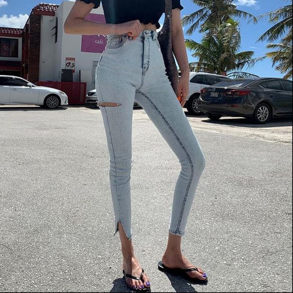 streetwear women jeans light blue high waist stretch skinny pants split cuff ripped hole female pencil trousers
streetwear women jeans light blue high waist stretch skinny pants split cuff ripped hole female pencil trousers
