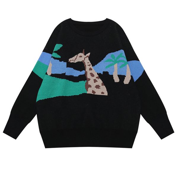 women black sweater knitted pullovers long sleeve giraffe animal o neck loose winter m0139 210514, White;black
women black sweater knitted pullovers long sleeve giraffe animal o neck loose winter m0139 210514, White;black