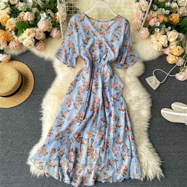 women's summer dress holiday ins sweet print irregular ruffled chiffon v-neck short a-line ml1006 210506, Black;gray
women's summer dress holiday ins sweet print irregular ruffled chiffon v-neck short a-line ml1006 210506, Black;gray