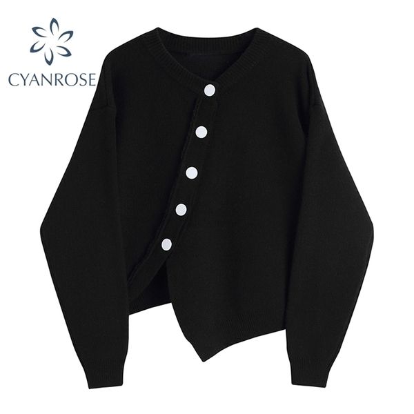 irregular single breasted black sweater women spring hem cropped cardigan knitted korean loose streetwear ol knitwear 210515, White
irregular single breasted black sweater women spring hem cropped cardigan knitted korean loose streetwear ol knitwear 210515, White