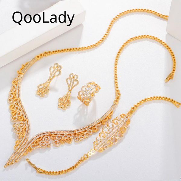 earrings & necklace qoolady exclusive 585 gold design cz stone luxury wedding party ring bracelet bridal jewelry sets z076, Silver
earrings & necklace qoolady exclusive 585 gold design cz stone luxury wedding party ring bracelet bridal jewelry sets z076, Silver