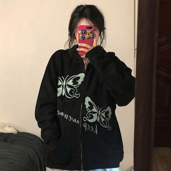 women's hoodies & sweatshirts butterfly graphic black hooded y2k long sleeve zip up oversized women streetwear casual loose jackets
women's hoodies & sweatshirts butterfly graphic black hooded y2k long sleeve zip up oversized women streetwear casual loose jackets
