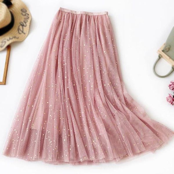 skirts woman summer midi yarn skirt sparkling star print long tulle tutu high waist mesh pleated female pink, Black
skirts woman summer midi yarn skirt sparkling star print long tulle tutu high waist mesh pleated female pink, Black