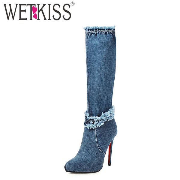 wetkiss denim knee high boot women thin high heels shoes platform knee boot stiletto autumn winter shoes woman big size 210630, Black
wetkiss denim knee high boot women thin high heels shoes platform knee boot stiletto autumn winter shoes woman big size 210630, Black
