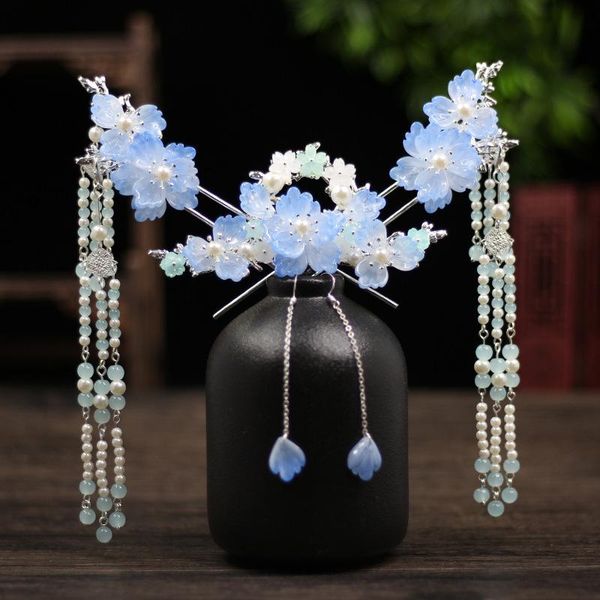 hair clips & barrettes retro headdress blue hanfu sticks crown for women wedding tassel hairpins step shake combing ancient style ornaments, Golden;silver
hair clips & barrettes retro headdress blue hanfu sticks crown for women wedding tassel hairpins step shake combing ancient style ornaments, Golden;silver