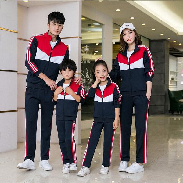jogging clothing men's women's sports suit couple leisure stitching color parent-child school uniform family suit., Black;red
jogging clothing men's women's sports suit couple leisure stitching color parent-child school uniform family suit., Black;red