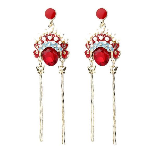 ethnic stud earrings for women chinese opera mask tassel chain unique jewelry hoop & huggie, Golden;silver
ethnic stud earrings for women chinese opera mask tassel chain unique jewelry hoop & huggie, Golden;silver