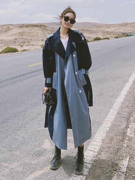 women's trench coats design long coat for women fashion double-breasted large size patchwork korean style ladies windbreaker with belt, Tan;black
women's trench coats design long coat for women fashion double-breasted large size patchwork korean style ladies windbreaker with belt, Tan;black
