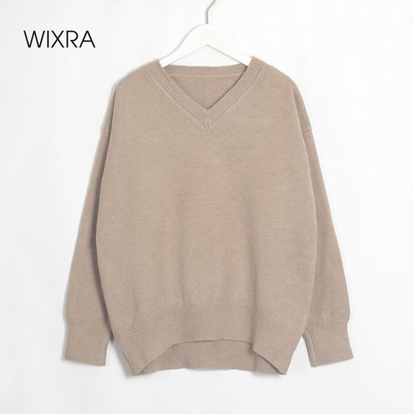 women's sweaters wixra loose knitted womens pullovers v neck jumper autumn winter all match ladies solid knitwear, White;black
women's sweaters wixra loose knitted womens pullovers v neck jumper autumn winter all match ladies solid knitwear, White;black