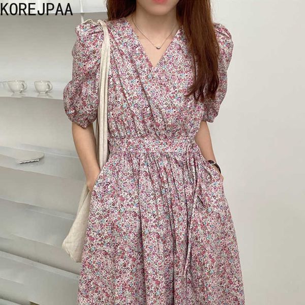 korejpaa women dress korean chic summer french retro v-neck floral lace-up waist bubble sleeve dress long skirt female 210526, Black;gray
korejpaa women dress korean chic summer french retro v-neck floral lace-up waist bubble sleeve dress long skirt female 210526, Black;gray