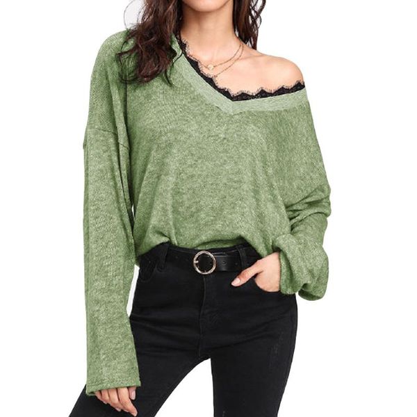 women's sweaters women sweater v-neck jumper lace decorate fashion pullover knitted  loose female sweater long blouse for w, White;black
women's sweaters women sweater v-neck jumper lace decorate fashion pullover knitted  loose female sweater long blouse for w, White;black