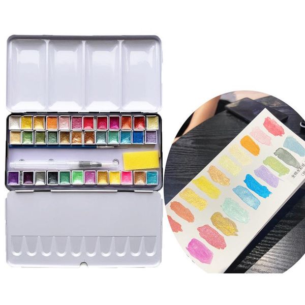 gift sets portable 12/24/48colors pearlescent glitter solid watercolor paints set with water brush pen foldable travel color pigment
gift sets portable 12/24/48colors pearlescent glitter solid watercolor paints set with water brush pen foldable travel color pigment