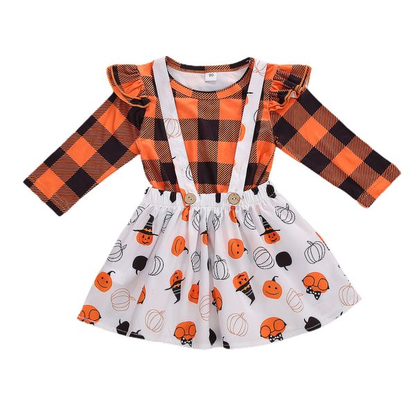 autumn kids girls halloween clothes sets pumpkin plaid long sleeve pullover strap dress 1-6y, White
autumn kids girls halloween clothes sets pumpkin plaid long sleeve pullover strap dress 1-6y, White