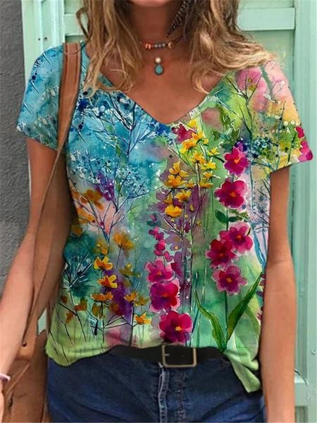 women's t-shirt spot color 2021 pullover v-neck flower print street short sleeve multicolor loose, White
women's t-shirt spot color 2021 pullover v-neck flower print street short sleeve multicolor loose, White