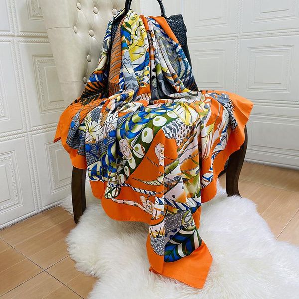 scarves versatile silk scarf women's european and american style 130cm like square sunscreen beach shawl travel gift, Blue;gray
scarves versatile silk scarf women's european and american style 130cm like square sunscreen beach shawl travel gift, Blue;gray
