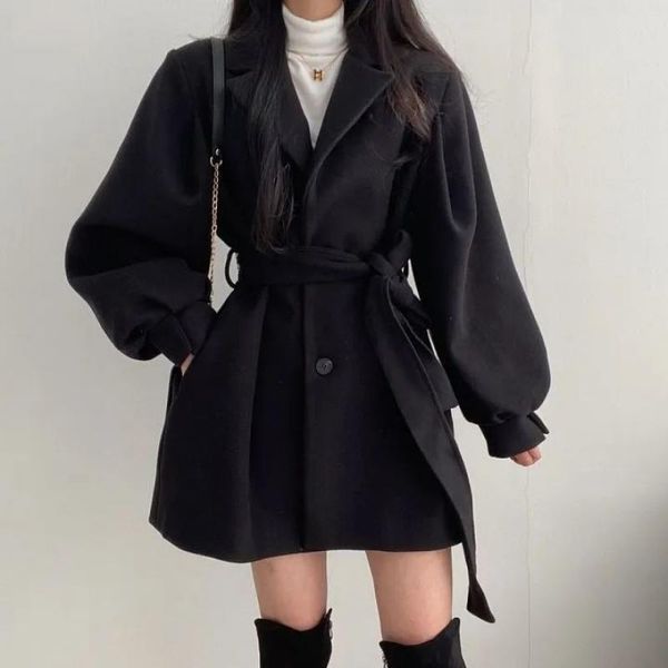 women's trench coats black chic women khaki retro big windbreaker loose woolen coat autumn and winter temperament fashion clothing, Tan;black
women's trench coats black chic women khaki retro big windbreaker loose woolen coat autumn and winter temperament fashion clothing, Tan;black